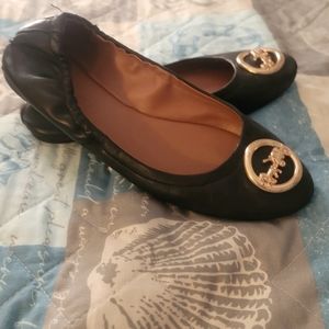 Coach Horse & Carriage Buckle Leather Ballet Flats